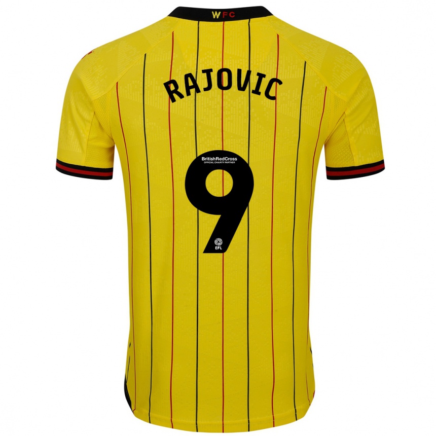 Kids Football Mileta Rajovic #9 Yellow Black Home Jersey 2024/25 T-Shirt Australia