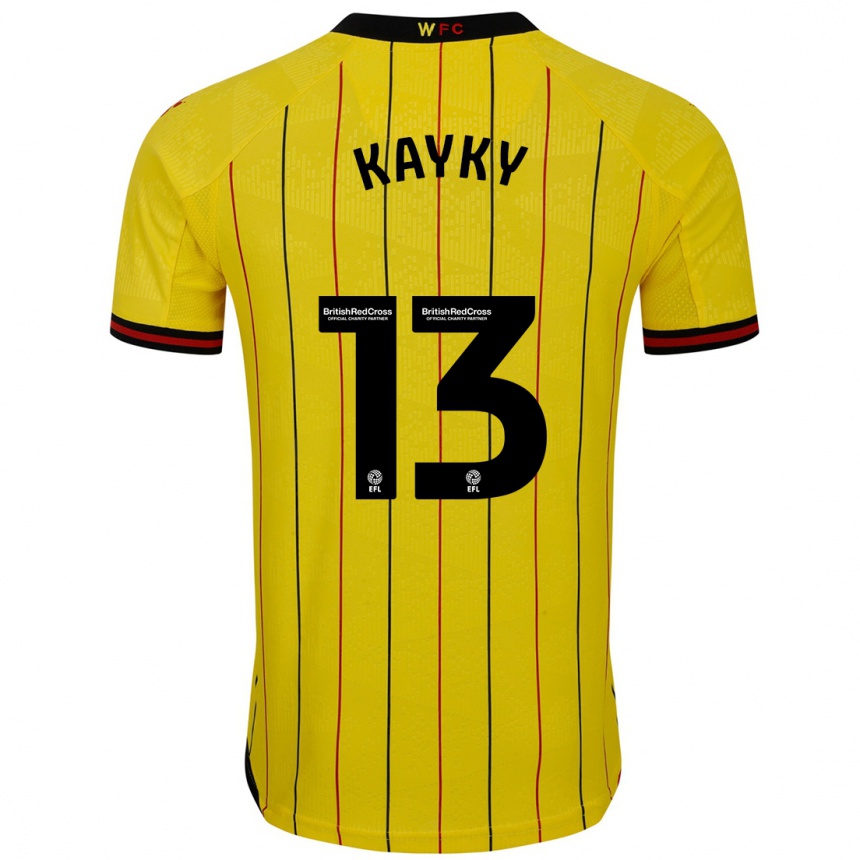 Kids Football Kayky Almeida #13 Yellow Black Home Jersey 2024/25 T-Shirt Australia