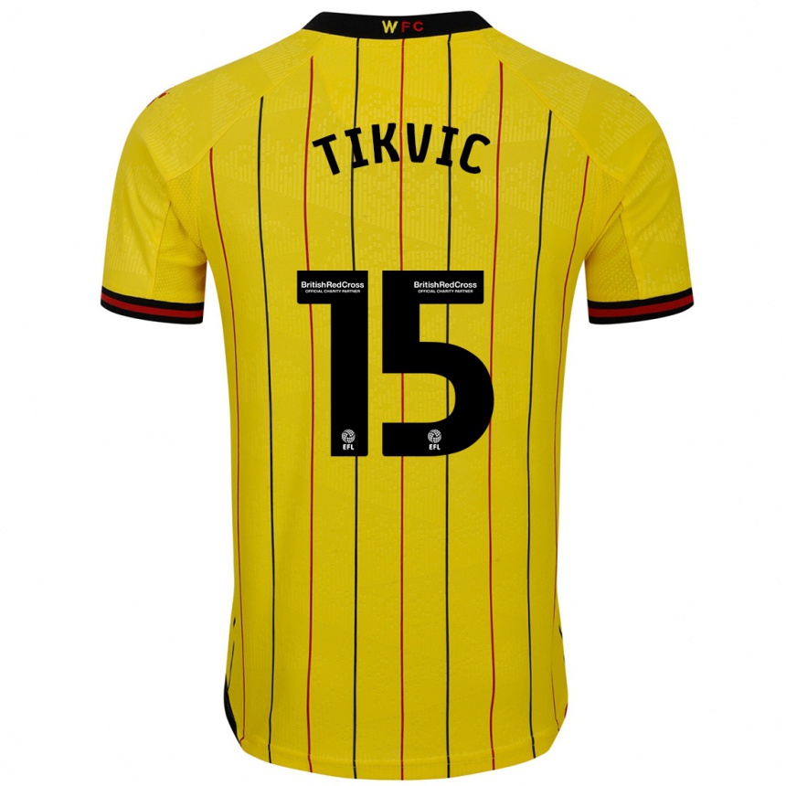 Kids Football Antonio Tikvic #15 Yellow Black Home Jersey 2024/25 T-Shirt Australia