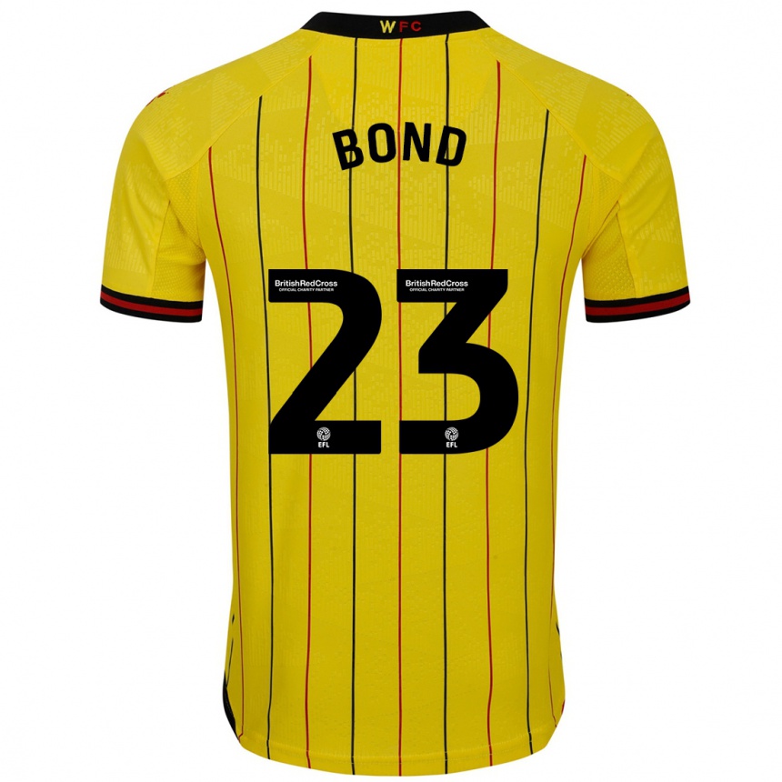 Kids Football Jonathan Bond #23 Yellow Black Home Jersey 2024/25 T-Shirt Australia