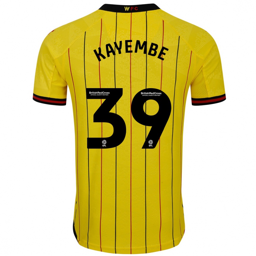 Kids Football Edo Kayembe #39 Yellow Black Home Jersey 2024/25 T-Shirt Australia