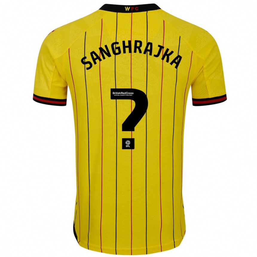 Kids Football Amar Sanghrajka #0 Yellow Black Home Jersey 2024/25 T-Shirt Australia