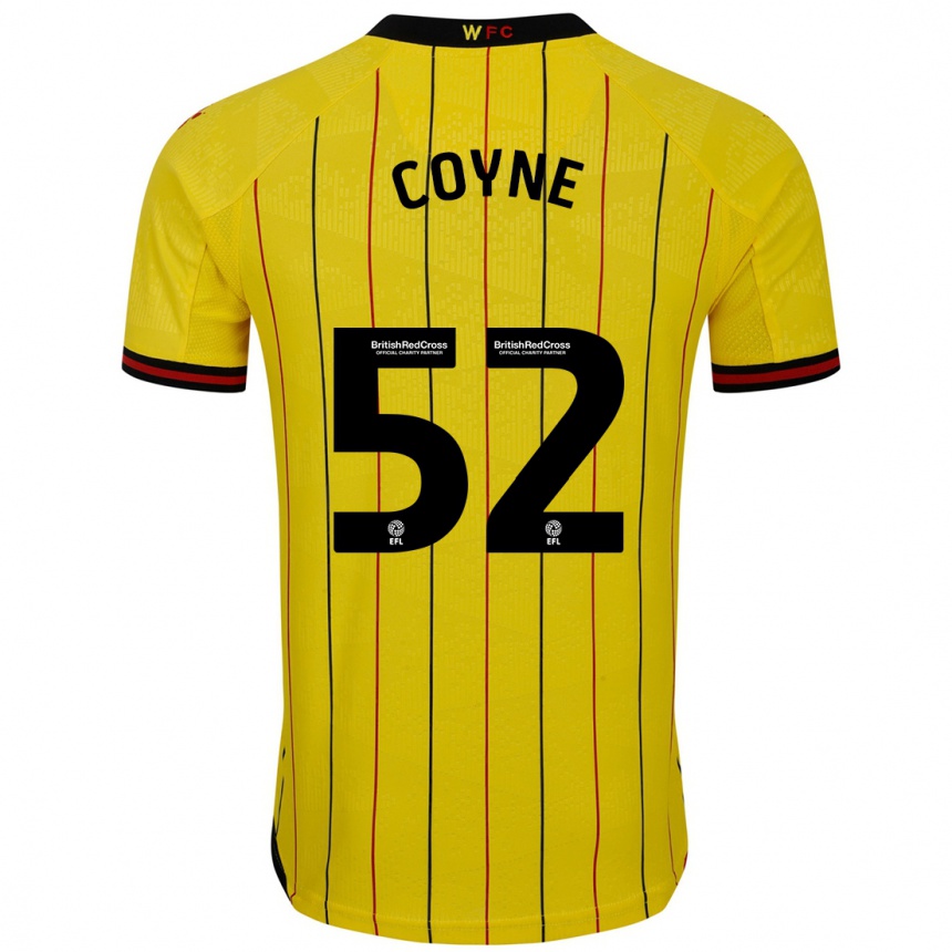 Kids Football Aidan Coyne #52 Yellow Black Home Jersey 2024/25 T-Shirt Australia