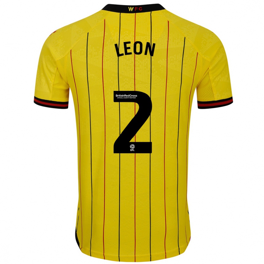 Kids Football Lucía León #2 Yellow Black Home Jersey 2024/25 T-Shirt Australia