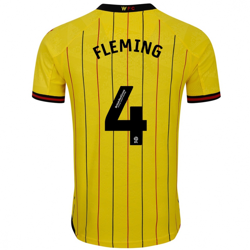 Kids Football Charlotte Fleming #4 Yellow Black Home Jersey 2024/25 T-Shirt Australia