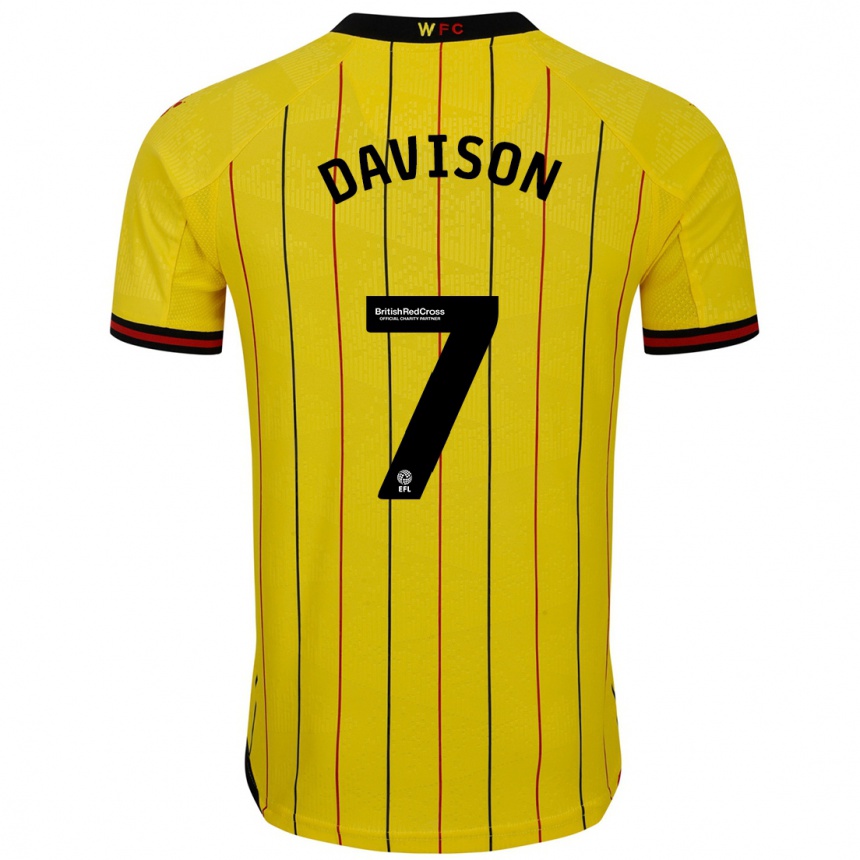 Kids Football Gemma Davison #7 Yellow Black Home Jersey 2024/25 T-Shirt Australia