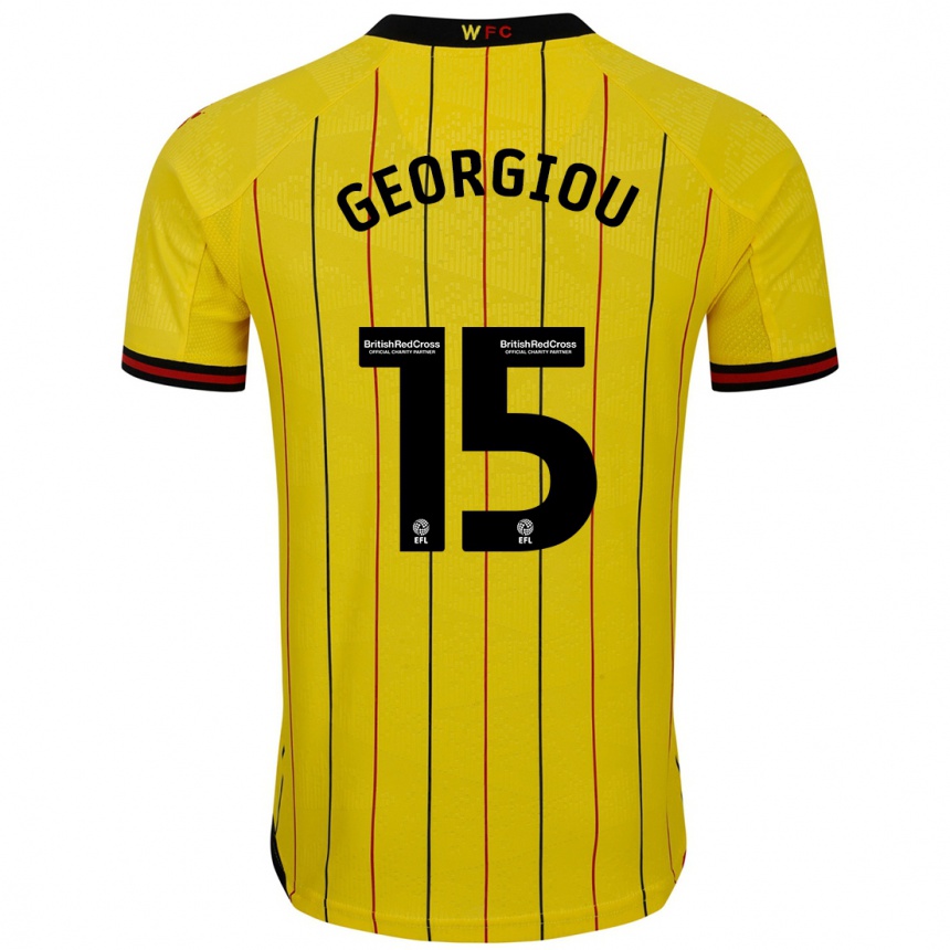 Kids Football Andria Georgiou #15 Yellow Black Home Jersey 2024/25 T-Shirt Australia