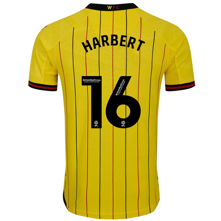 Kids Football Laila Harbert #16 Yellow Black Home Jersey 2024/25 T-Shirt Australia