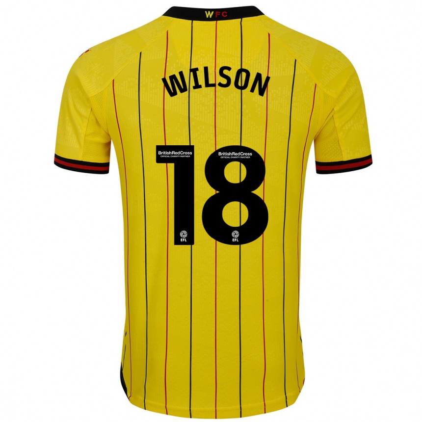 Kids Football Poppy Wilson #18 Yellow Black Home Jersey 2024/25 T-Shirt Australia