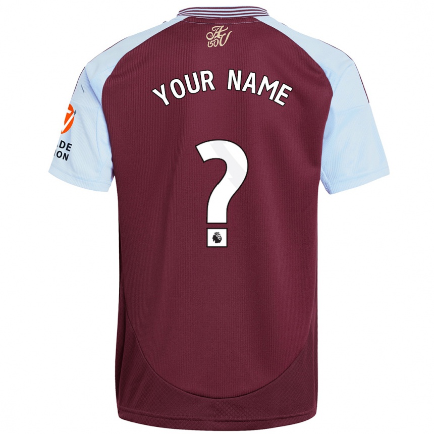 Kids Football Your Name #0 Burgundy Sky Blue Home Jersey 2024/25 T-Shirt Australia