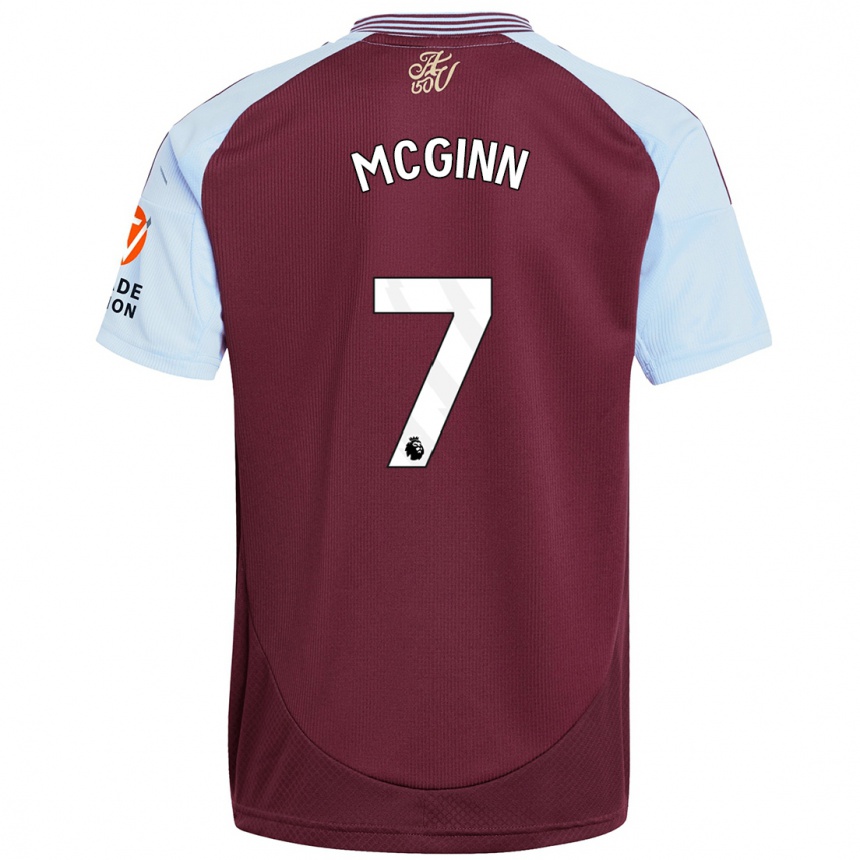 Kids Football John Mcginn #7 Burgundy Sky Blue Home Jersey 2024/25 T-Shirt Australia