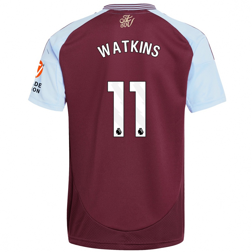 Kids Football Ollie Watkins #11 Burgundy Sky Blue Home Jersey 2024/25 T-Shirt Australia