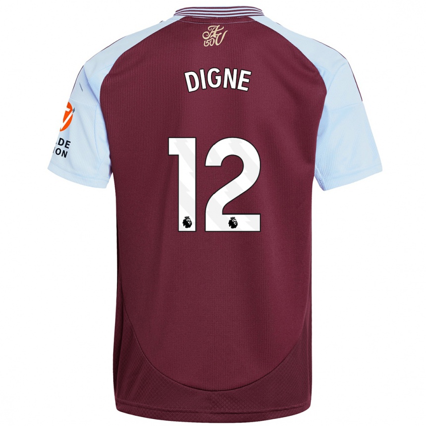 Kids Football Lucas Digne #12 Burgundy Sky Blue Home Jersey 2024/25 T-Shirt Australia