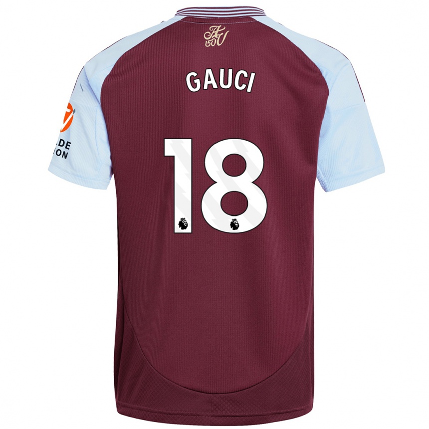 Kids Football Joe Gauci #18 Burgundy Sky Blue Home Jersey 2024/25 T-Shirt Australia