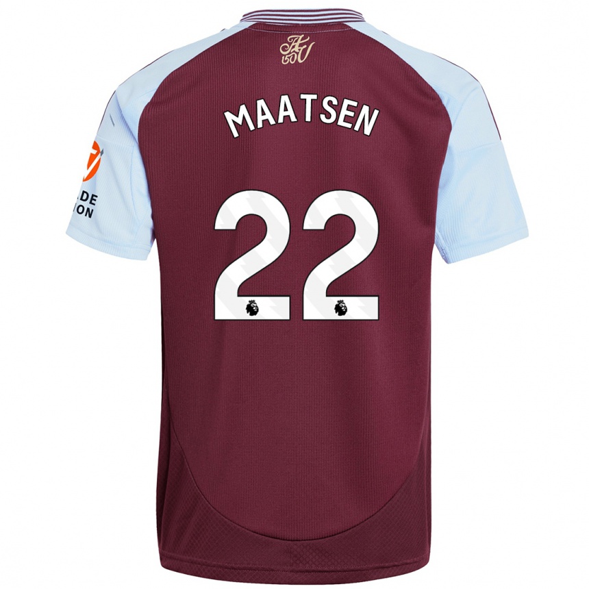 Kids Football Ian Maatsen #22 Burgundy Sky Blue Home Jersey 2024/25 T-Shirt Australia