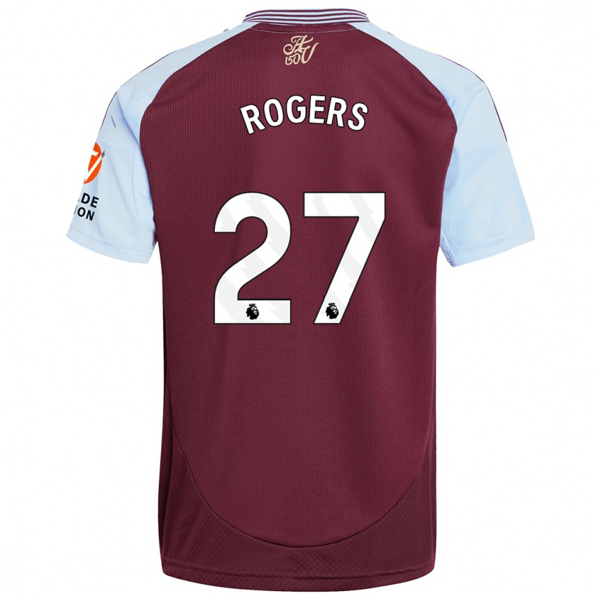 Kids Football Morgan Rogers #27 Burgundy Sky Blue Home Jersey 2024/25 T-Shirt Australia