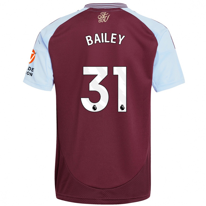 Kids Football Leon Bailey #31 Burgundy Sky Blue Home Jersey 2024/25 T-Shirt Australia