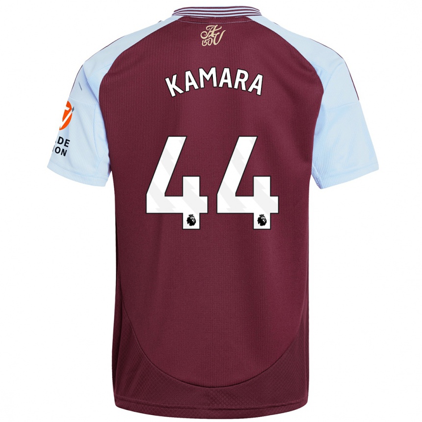 Kids Football Boubacar Kamara #44 Burgundy Sky Blue Home Jersey 2024/25 T-Shirt Australia