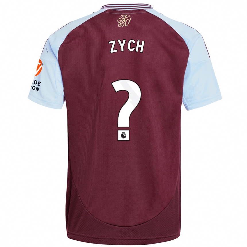 Kids Football Oliwier Zych #0 Burgundy Sky Blue Home Jersey 2024/25 T-Shirt Australia