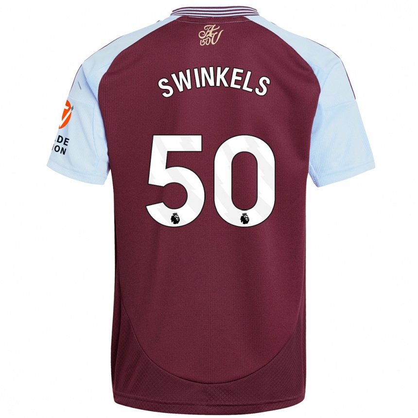 Kids Football Sil Swinkels #50 Burgundy Sky Blue Home Jersey 2024/25 T-Shirt Australia