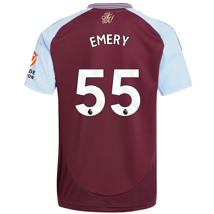 Kids Football Lander Emery #55 Burgundy Sky Blue Home Jersey 2024/25 T-Shirt Australia