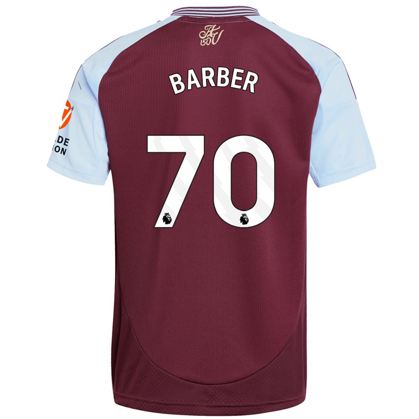 Kids Football Jayden Barber #70 Burgundy Sky Blue Home Jersey 2024/25 T-Shirt Australia