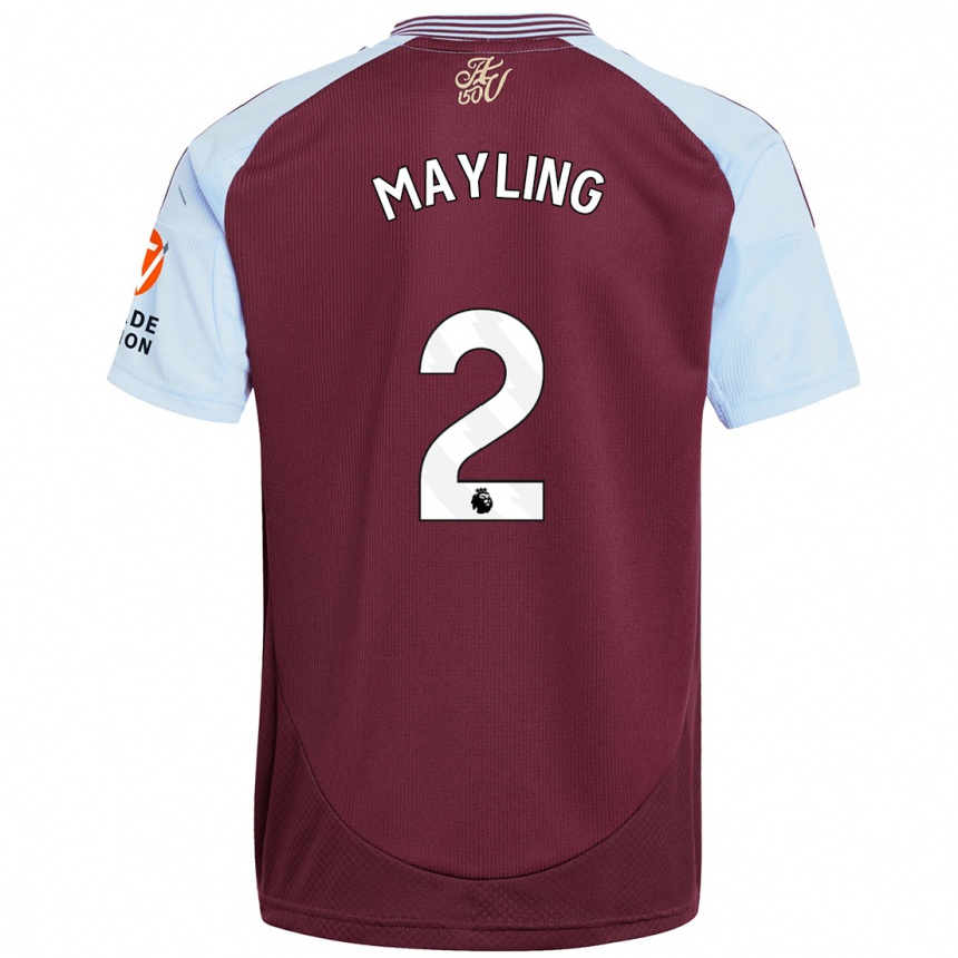 Kids Football Sarah Mayling #2 Burgundy Sky Blue Home Jersey 2024/25 T-Shirt Australia