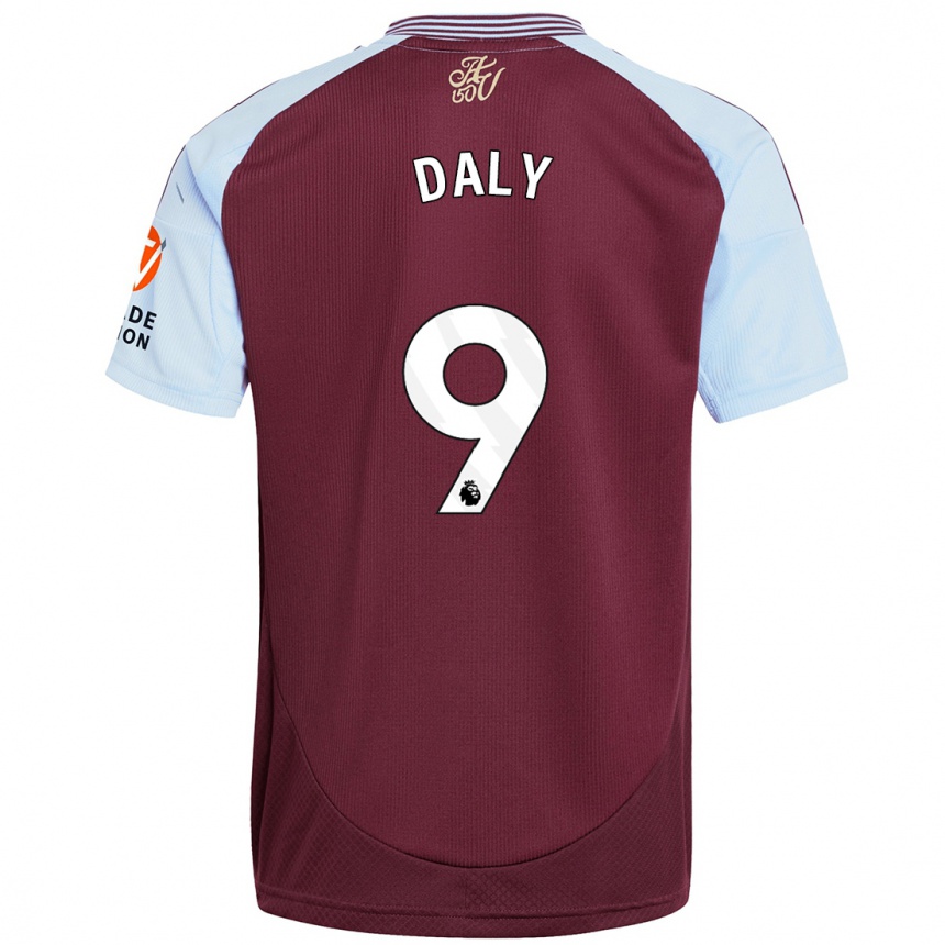 Kids Football Rachel Daly #9 Burgundy Sky Blue Home Jersey 2024/25 T-Shirt Australia