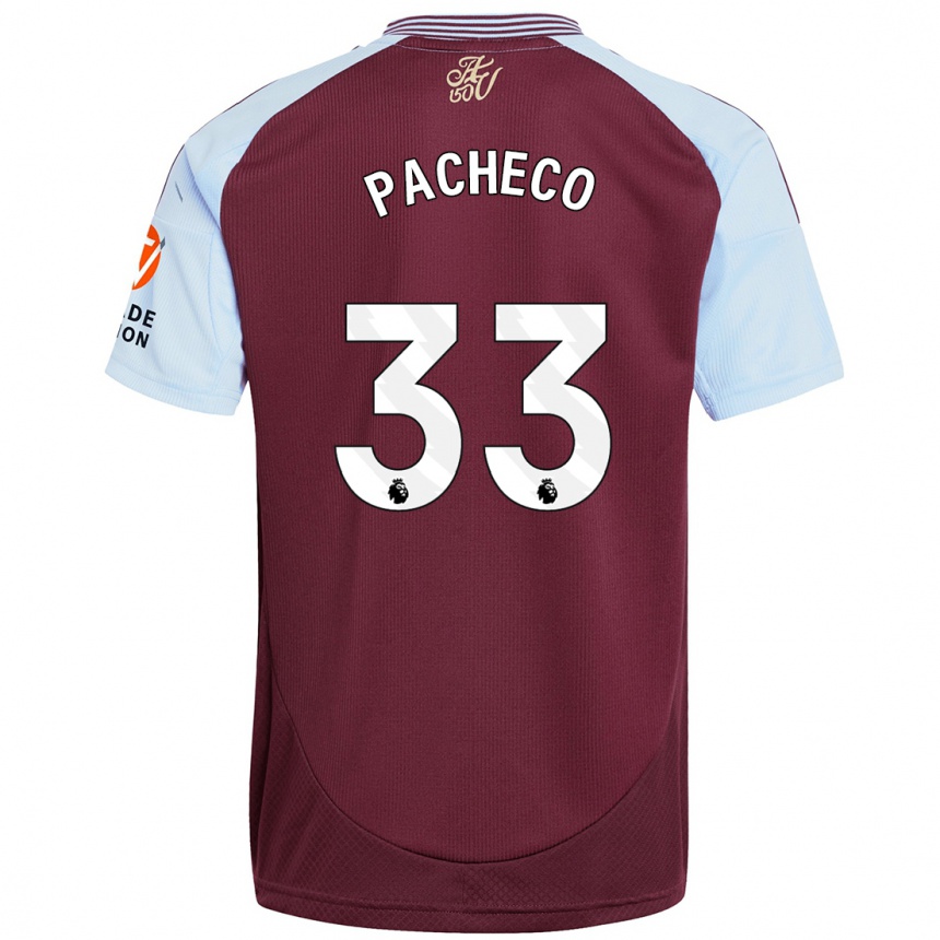 Kids Football Maz Pacheco #33 Burgundy Sky Blue Home Jersey 2024/25 T-Shirt Australia