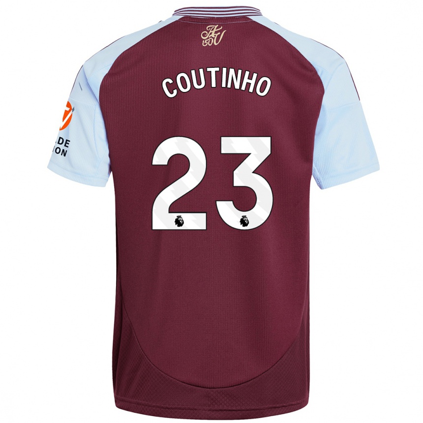 Kids Football Philippe Coutinho #23 Burgundy Sky Blue Home Jersey 2024/25 T-Shirt Australia