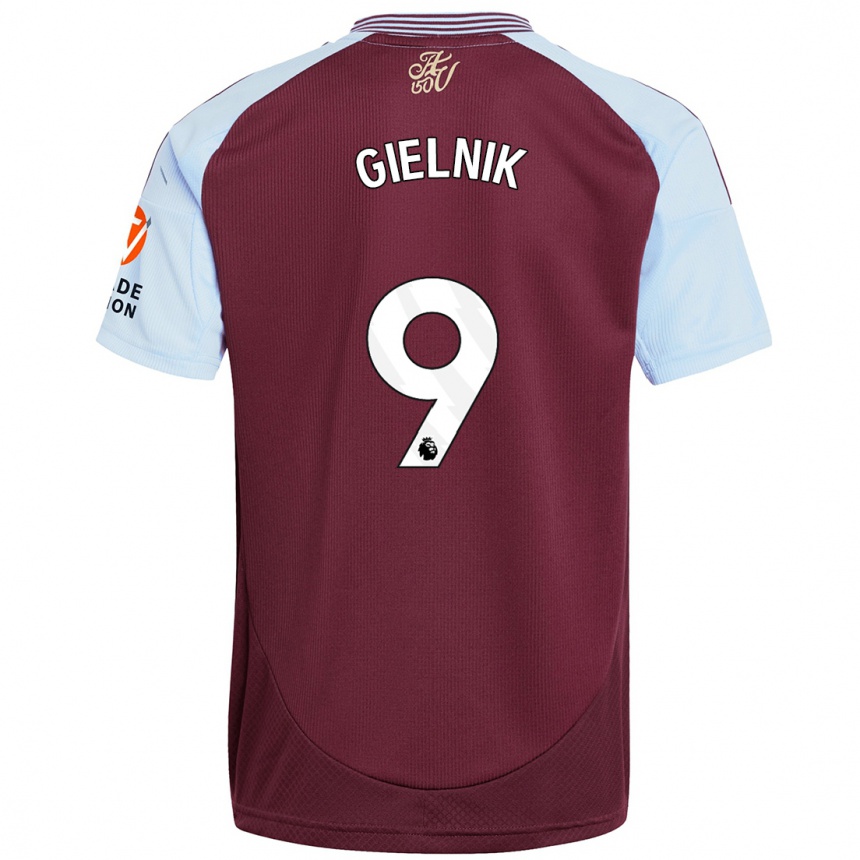 Kids Football Emily Gielnik #9 Burgundy Sky Blue Home Jersey 2024/25 T-Shirt Australia