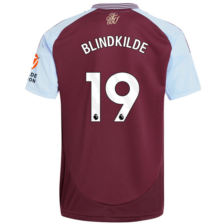 Kids Football Laura Blindkilde #19 Burgundy Sky Blue Home Jersey 2024/25 T-Shirt Australia