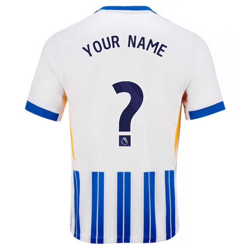 Kids Football Your Name #0 White Blue Pinstripes Home Jersey 2024/25 T-Shirt Australia