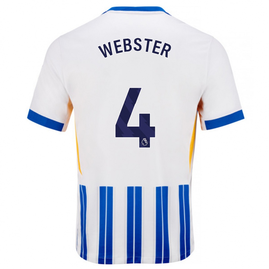 Kids Football Adam Webster #4 White Blue Pinstripes Home Jersey 2024/25 T-Shirt Australia