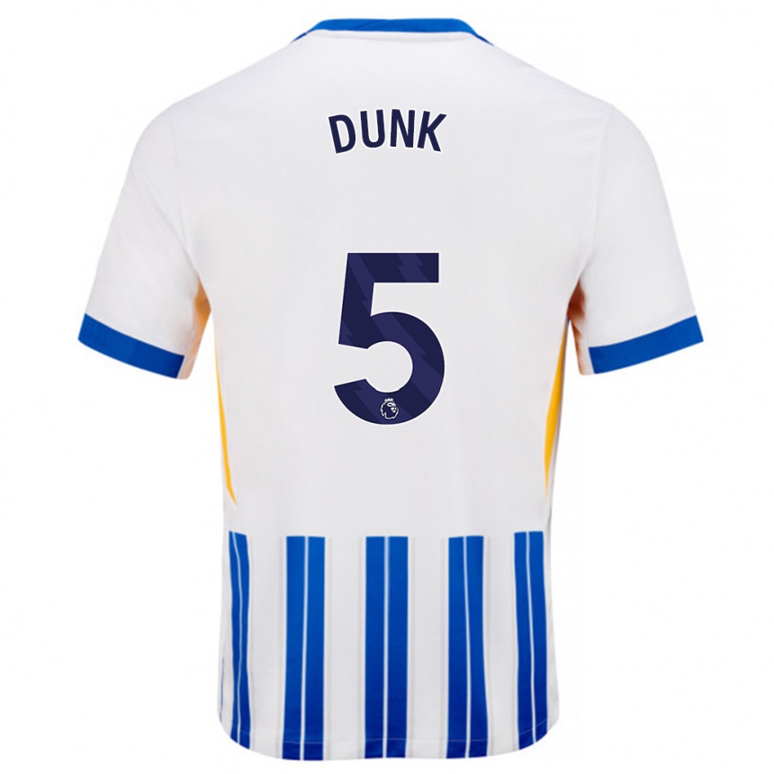 Kids Football Lewis Dunk #5 White Blue Pinstripes Home Jersey 2024/25 T-Shirt Australia