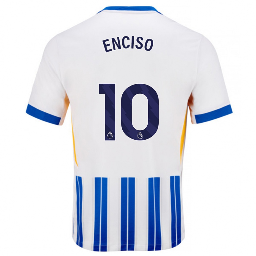 Kids Football Julio Enciso #10 White Blue Pinstripes Home Jersey 2024/25 T-Shirt Australia