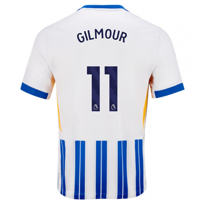 Kids Football Billy Gilmour #11 White Blue Pinstripes Home Jersey 2024/25 T-Shirt Australia