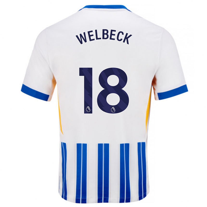 Kids Football Danny Welbeck #18 White Blue Pinstripes Home Jersey 2024/25 T-Shirt Australia