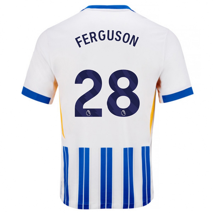 Kids Football Evan Ferguson #28 White Blue Pinstripes Home Jersey 2024/25 T-Shirt Australia