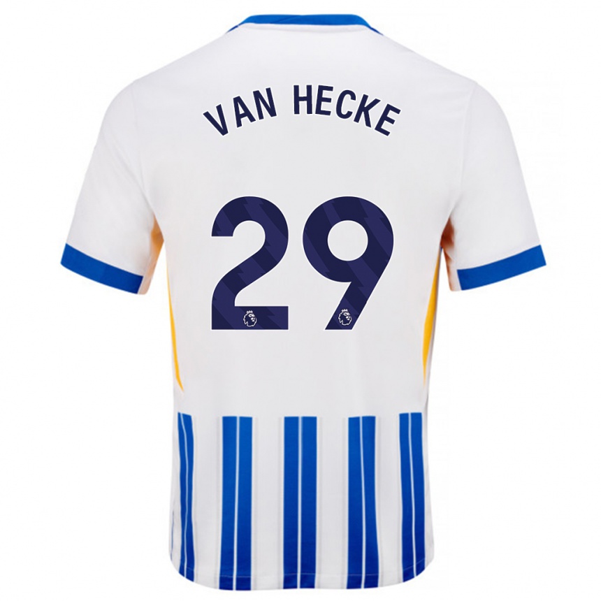 Kids Football Jan Paul Van Hecke #29 White Blue Pinstripes Home Jersey 2024/25 T-Shirt Australia