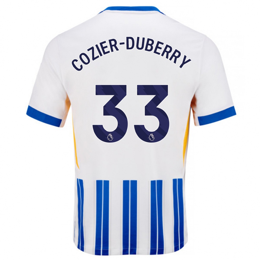 Kids Football Amario Cozier-Duberry #33 White Blue Pinstripes Home Jersey 2024/25 T-Shirt Australia