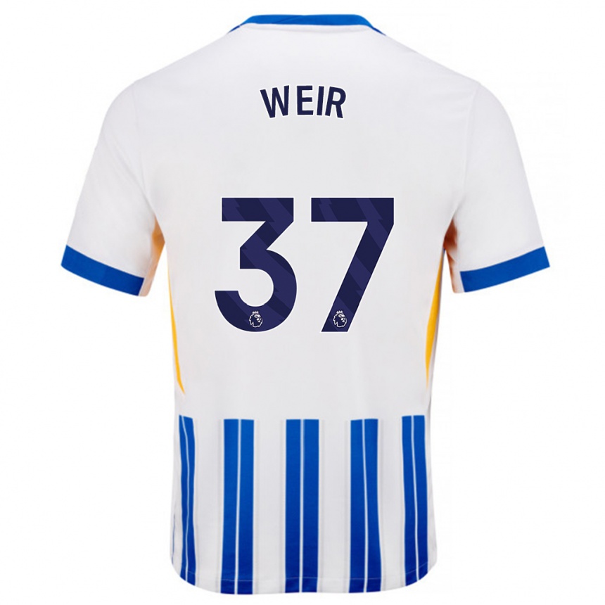 Kids Football Jensen Weir #37 White Blue Pinstripes Home Jersey 2024/25 T-Shirt Australia