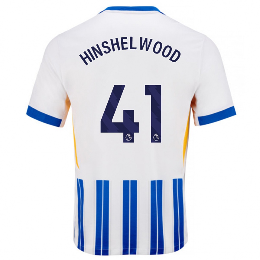 Kids Football Jack Hinshelwood #41 White Blue Pinstripes Home Jersey 2024/25 T-Shirt Australia