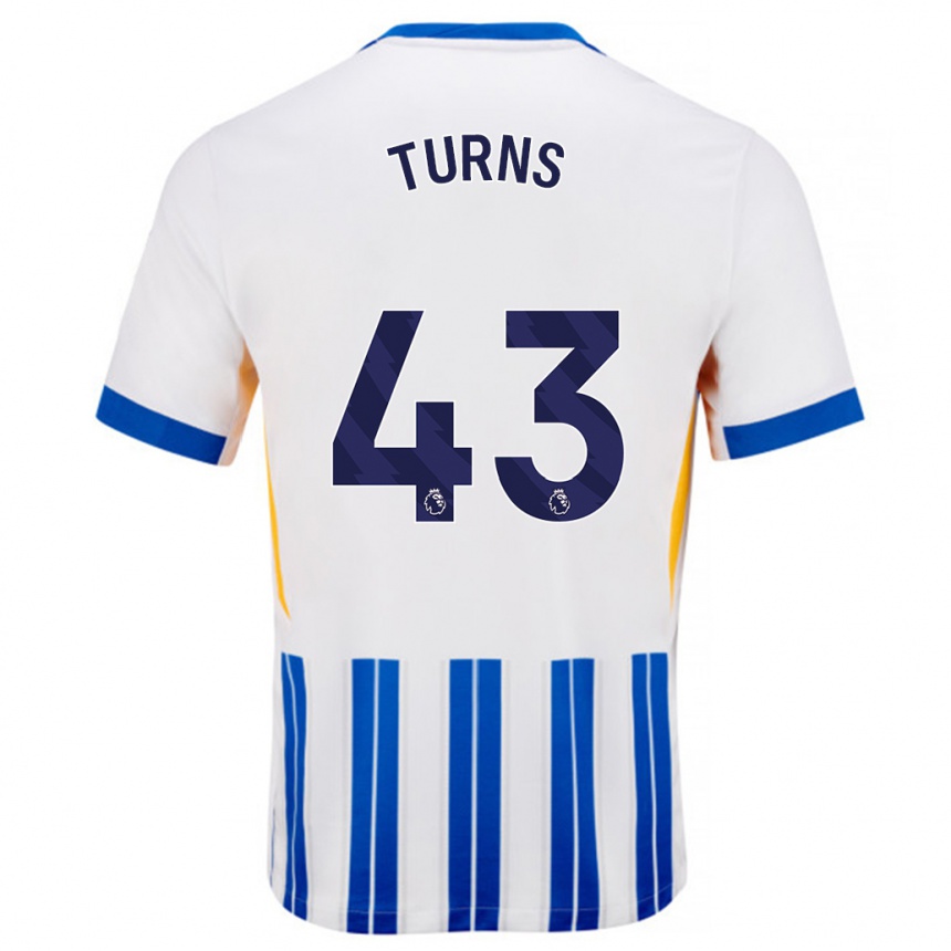 Kids Football Ed Turns #43 White Blue Pinstripes Home Jersey 2024/25 T-Shirt Australia