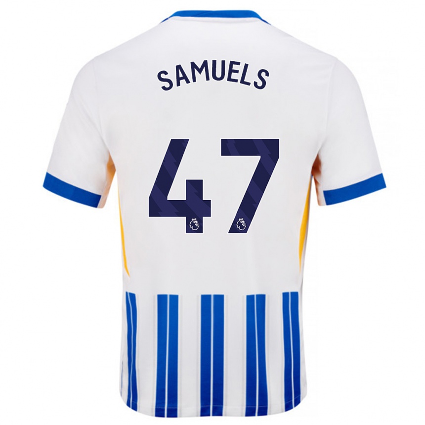 Kids Football Imari Samuels #47 White Blue Pinstripes Home Jersey 2024/25 T-Shirt Australia