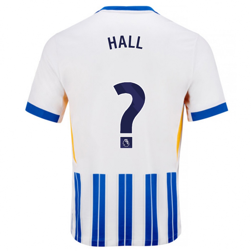 Kids Football Steven Hall #0 White Blue Pinstripes Home Jersey 2024/25 T-Shirt Australia