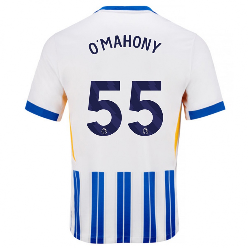 Kids Football Mark O'mahony #55 White Blue Pinstripes Home Jersey 2024/25 T-Shirt Australia