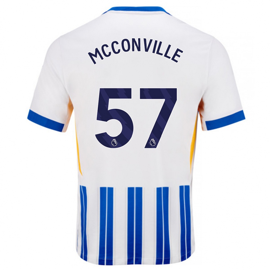 Kids Football Ruairi Mcconville #57 White Blue Pinstripes Home Jersey 2024/25 T-Shirt Australia