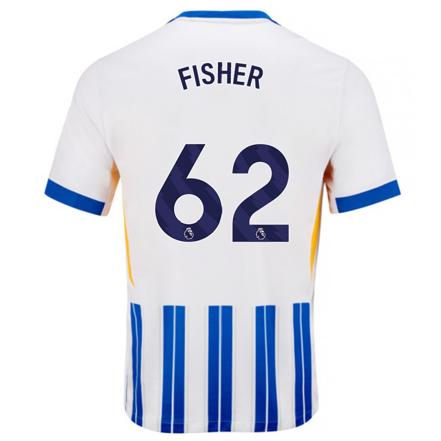 Kids Football Hugo Fisher #62 White Blue Pinstripes Home Jersey 2024/25 T-Shirt Australia