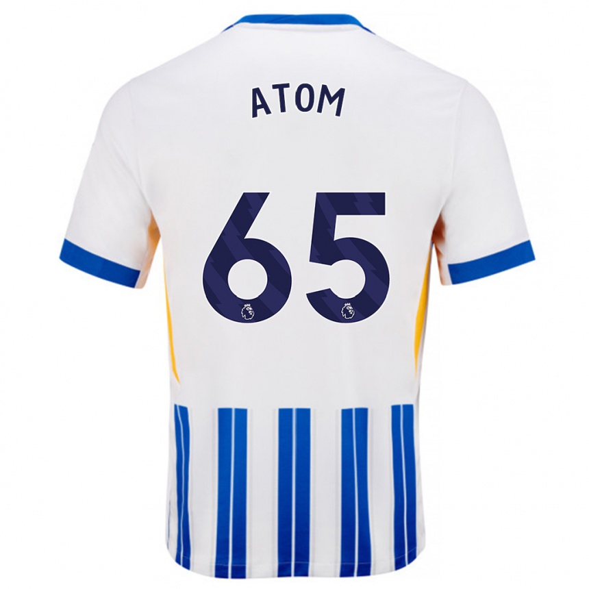 Kids Football Noel Atom #65 White Blue Pinstripes Home Jersey 2024/25 T-Shirt Australia